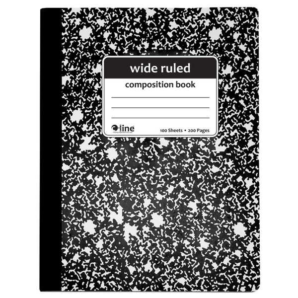 C-Line Composition Notebook, 100 Page, Wide Ruled, Black Marble CLI22024