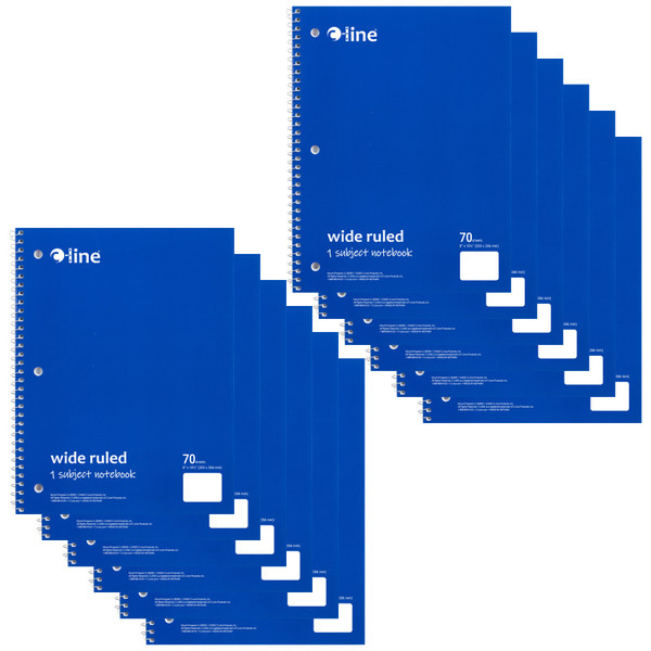 C-Line 1-Subject Notebook, 70 Page, Wide Ruled, Blue, Pack Of 12 CLI22038-12