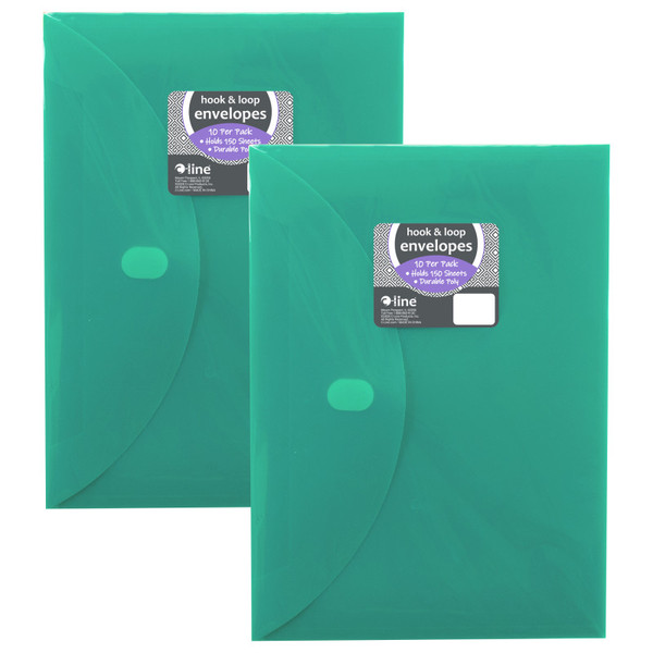 C-Line Xl Reusable Envelopes, Hook And Loop Closure, 8 1/2 X 11, Assorted Colors, 10 Per Pack, 2 Packs CLI58030-2