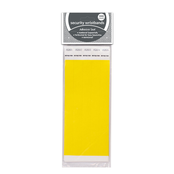 C-Line Dupont Tyvek Security Wristbands, Yellow, Pack Of 100 CLI89106