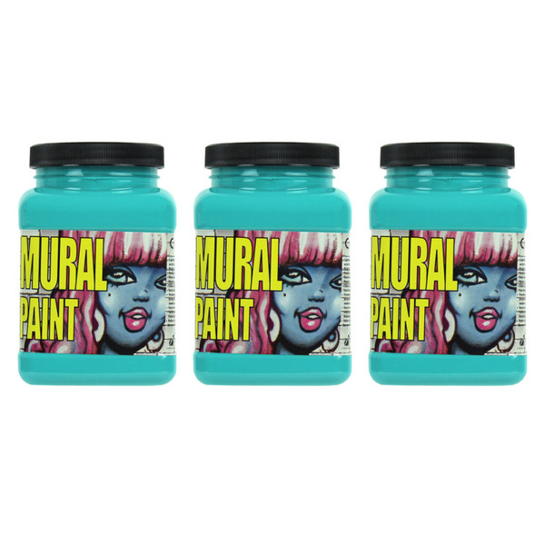 Chroma Mural Paint, Pint, Calypso (Cobalt Turquoise Light), Pack Of 3 CRM2472-3