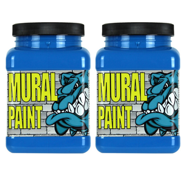 Chroma Mural Paint, Pint, Peacock (Cerulean Blue Hue), Pack Of 2 CRM2506-2
