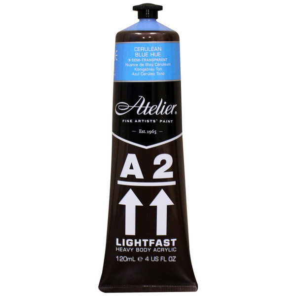 Atelier A2 Heavy Body Lightfast Artist Acrylic, 4 Oz., Cerulean Blue Hue CRM686