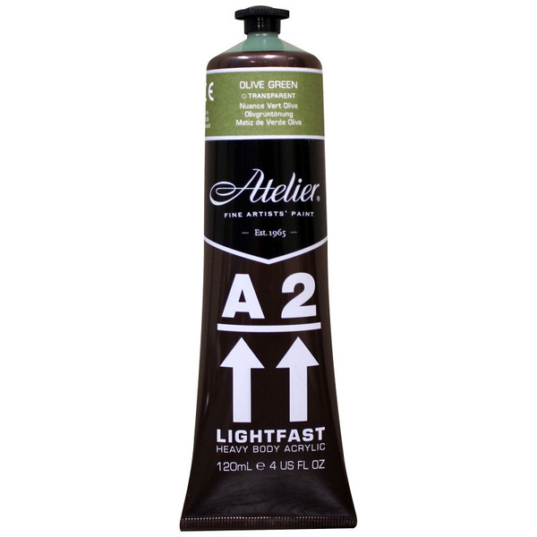 Atelier A2 Heavy Body Lightfast Artist Acrylic, 4 Oz., Olive Green Hue CRM766