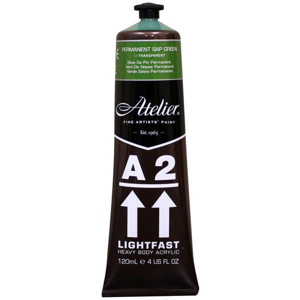Atelier A2 Heavy Body Lightfast Artist Acrylic, 4 Oz., Permanent Sap Green CRM834