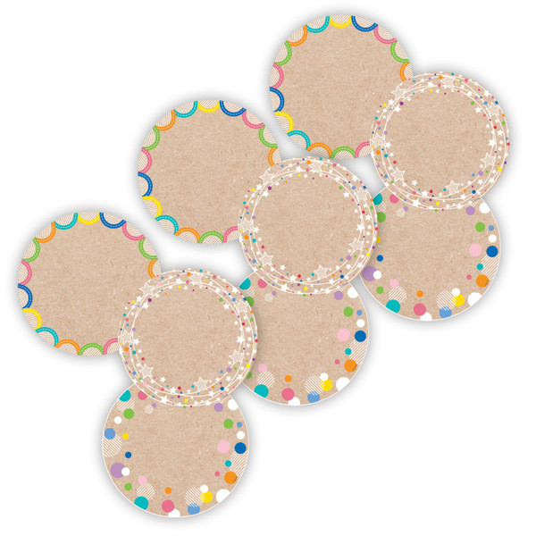 Creative Krafty Pop Colorful Kraft Cards 6 Inch Designer Cut-Outs, 36 Per Pack, 3 Packs CTP10885-3