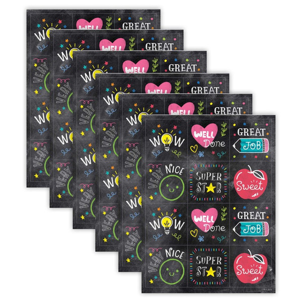 Creative Chalk It Up! Colorful Chalk Reward Stickers, 60 Per Pack, 6 Packs CTP10892-6