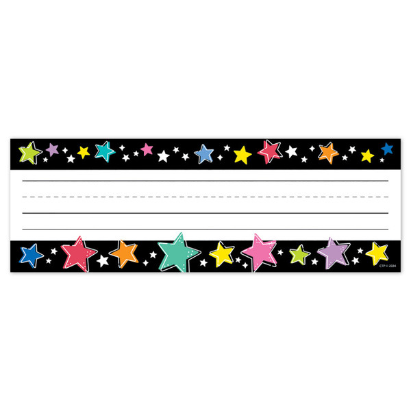 Creative Star Bright Colorful Stars On Black Name Plates, Pack Of 36 CTP10940