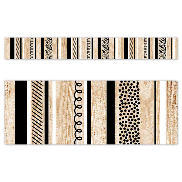 Creative Core Decor Stripes And Doodles On Wood Ez Border, 48 Feet CTP10976