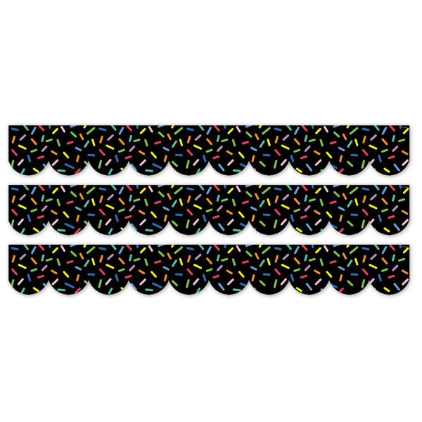 Creative Core Decor Sprinkles On Black Ez Border, Bulletin Board Border, 48 Feet Per Pack, 3 Packs CTP11055-3