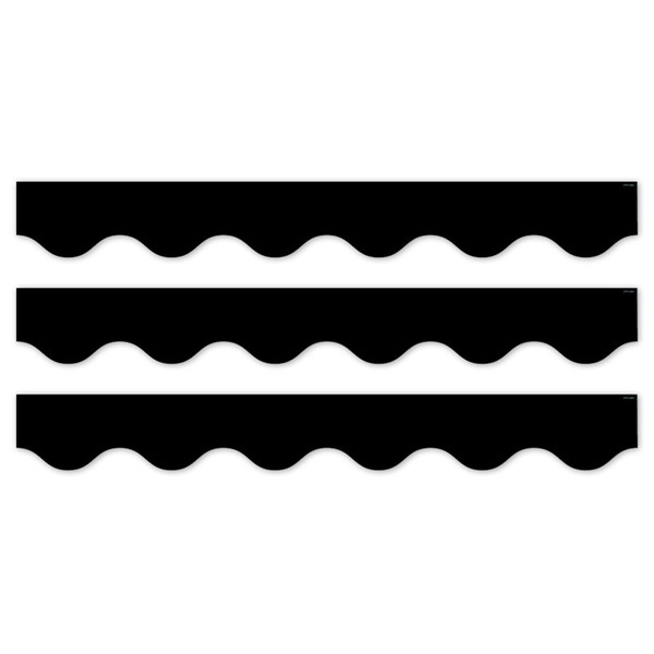Creative Core Decor Black Wavy Ez Border, Bulletin Board Border, 48 Feet Per Pack, 3 Packs CTP11061-3