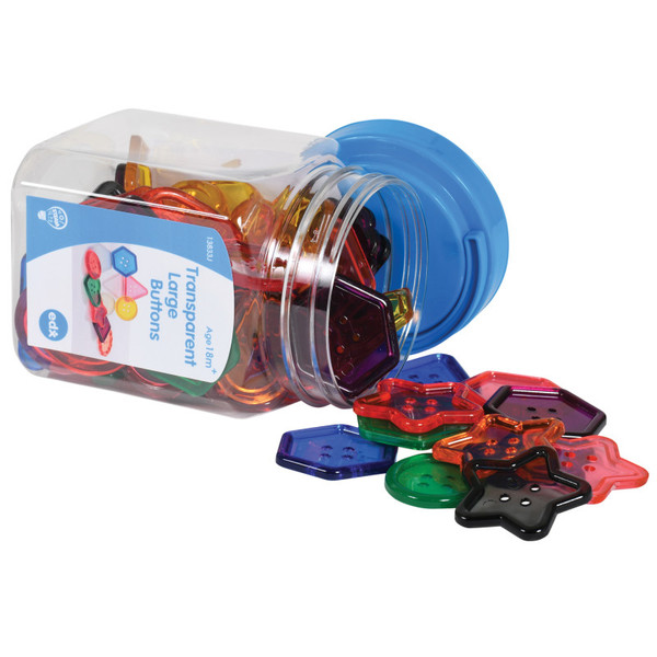 Edxeducation Transparent Large Buttons - Mini Jar - 0.6 Pound CTU13833