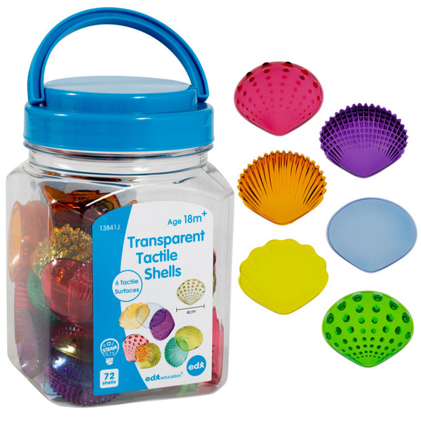 Edxeducation Tactile Shells - Transparent - Mini Jar - Set Of 72 CTU13841