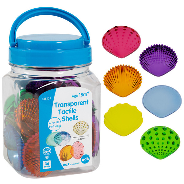 Edxeducation Tactile Shells - Transparent - Mini Jar - Set Of 36 CTU13842