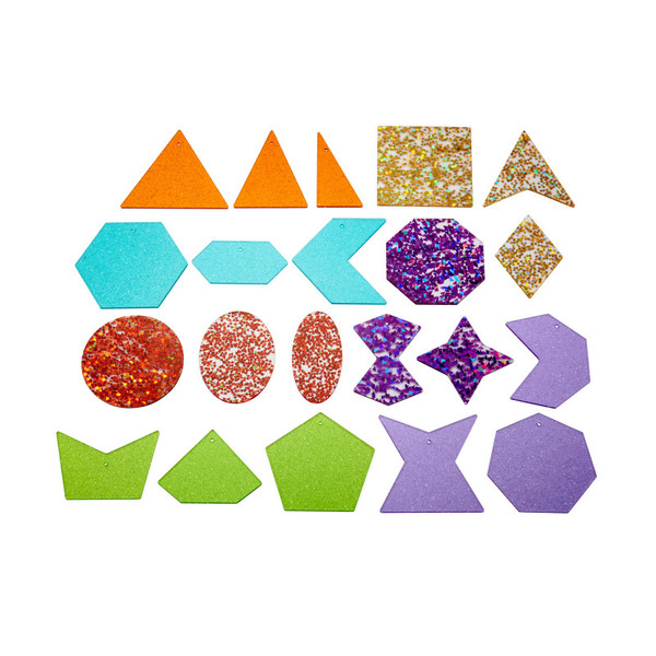 Tickit Rainbow Glitter Shapes - Set Of 21 - 7 Colors - Explore Colors And Early Geometry CTU72622