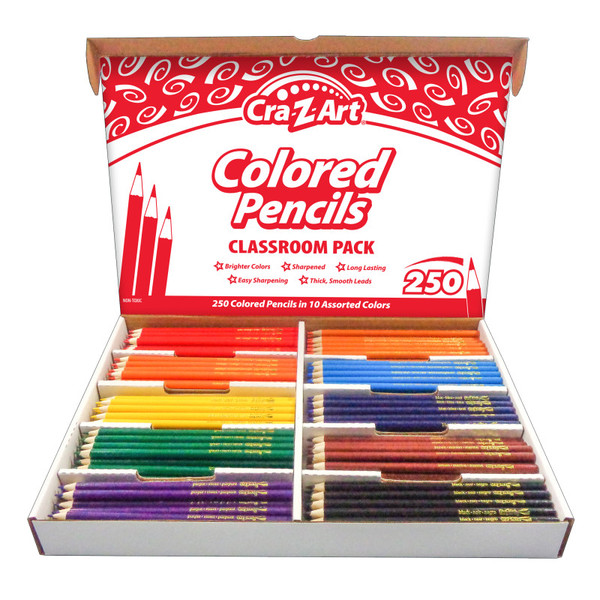 Cra-Z-Art Colored Pencil Classroom Pack, 10 Colors, Box Of 250 CZA740011