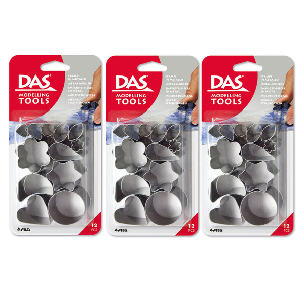 Das Modeling Clay Tools, Metal Cutters, 12 Pieces Per Set, 3 Sets DASF344000-3