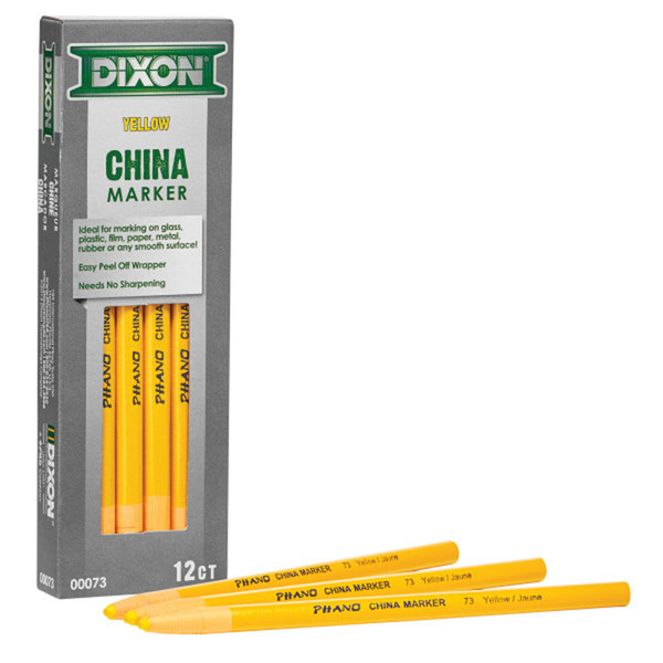 Dixon Phano China Markers, Yellow, Pack Of 12 DIX00073