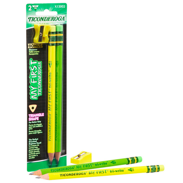 Ticonderoga My First Tri-Write Wood-Cased Pencils, Neon Assorted, 2 Count DIX13002