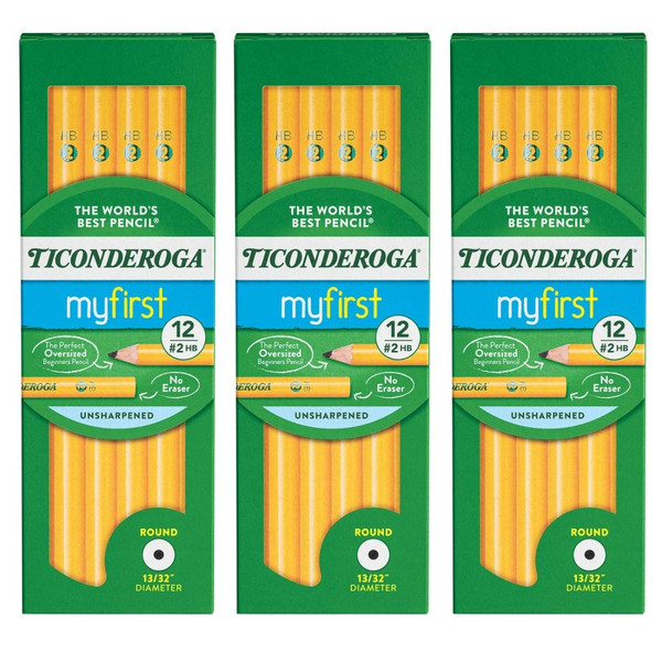 Ticonderoga Beginners Pencils Without Eraser, 12 Per Pack, 3 Packs DIX13080-3
