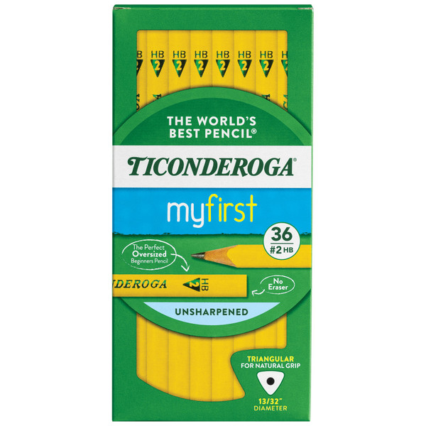 Ticonderoga My First Tri-Write Primary Size No. 2 Pencils Without Eraser, Box Of 36 DIX13084