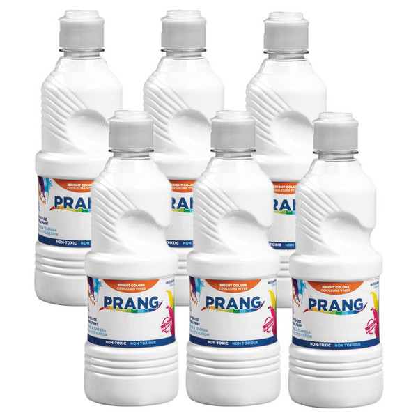 Prang Ready-To-Use Tempera Paint, White, 16 Oz, Pack Of 6 DIX21609-6