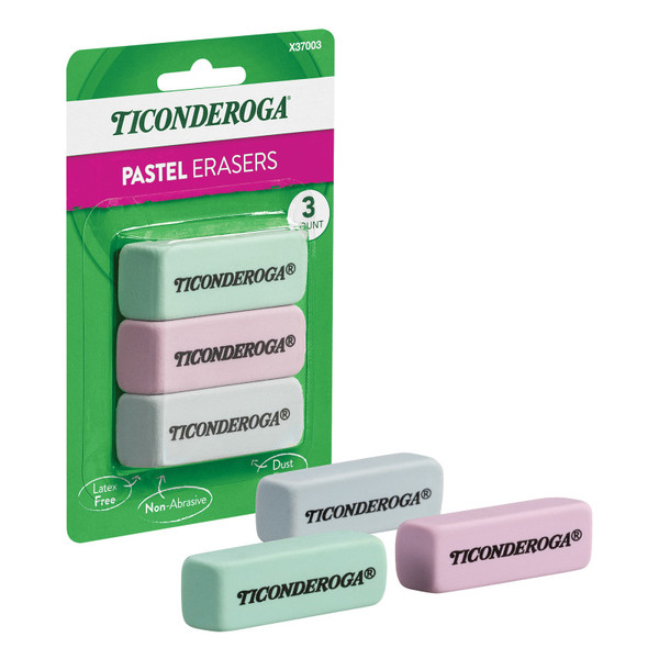Ticonderoga Pastel Wedge Eraser, 3 Count DIX37003