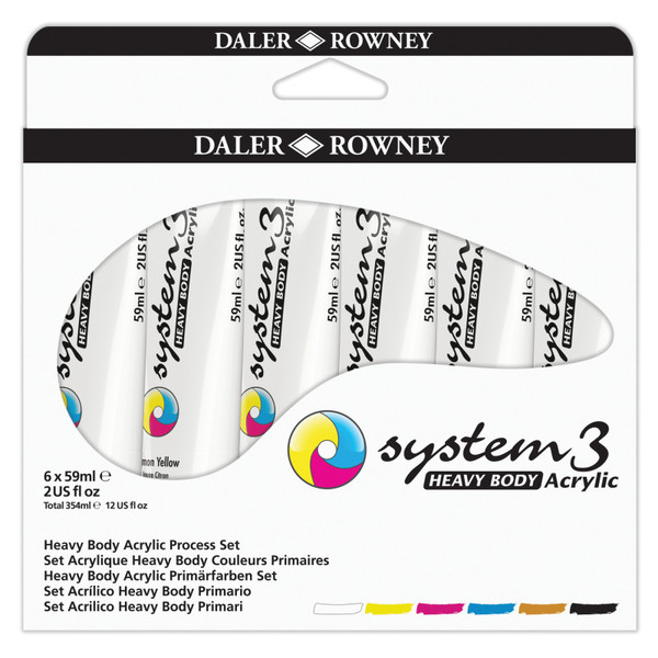 Daler-Rowney System3 Acrylic Paint, Heavy Body, Starter Set, Assorted Colors, 59Ml, 6 Pieces DRW140900123