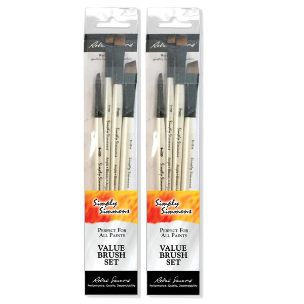 Daler-Rowney Simply Simmons All The Angles Brush Set, 4 Pieces Per Set, 2 Sets DRW255400006-2