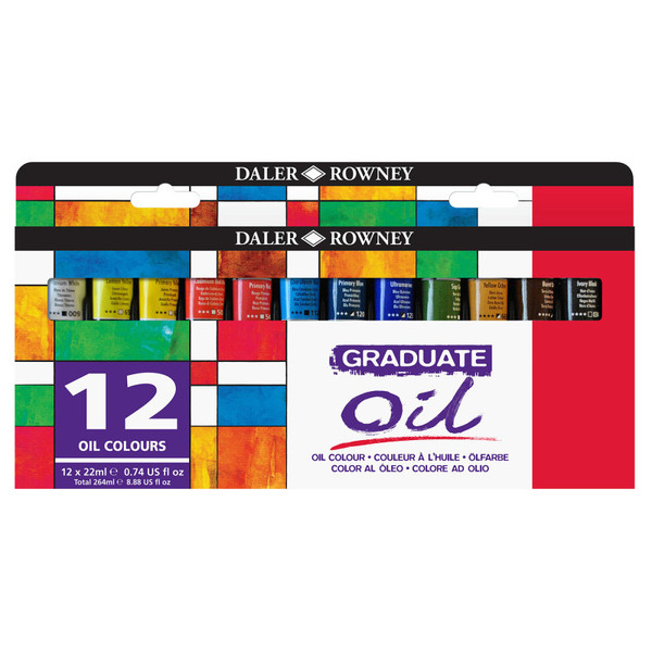 Daler-Rowney Graduate Oil Paint Set, Assorted Colors, 22Ml, 12 Pieces DRWD1175220123