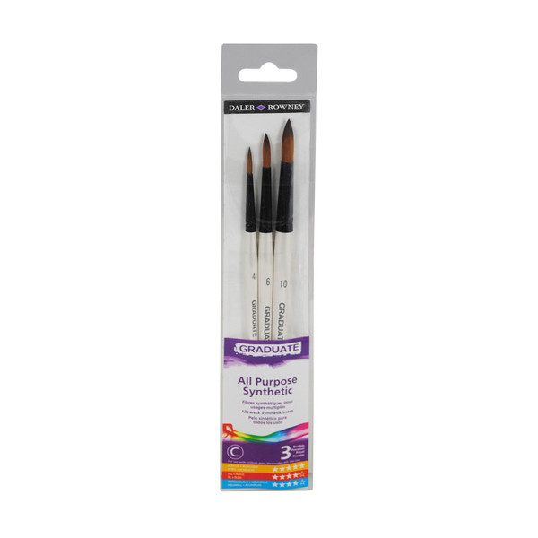 Daler-Rowney Graduate Round Brush Set, Synthetic, 3 Pieces DRWD212530007