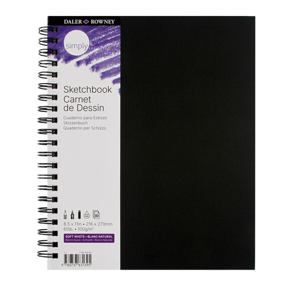 Daler-Rowney Simply... Sketchbook, Soft White, 80 Sheet, 8.5X11 Inch, 1 Count DRWD481500811
