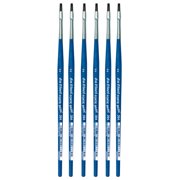 Da Forte Basic Student Brush, Synthetic, Acrylic, Flat, Series 394, Size 2, Pack Of 6 DVXVA3942-6