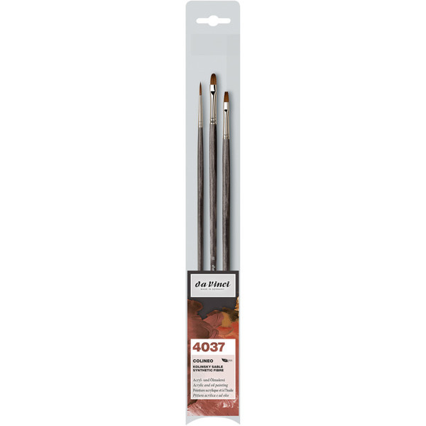Da Colineo Synthetic Red Sable, Oil & Acrylic, 3 Brush Set DVXVA40370