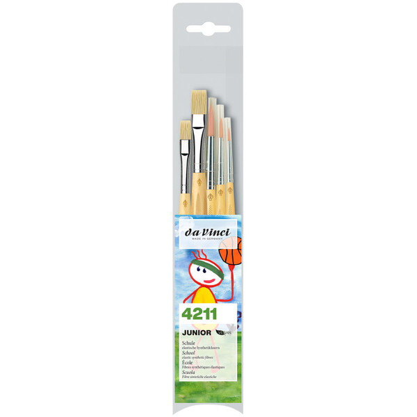 Da Junior Synthetics & Junior Borste Synthetic Student Brushes, Synthetic, Acrylic & Tempera, Assorted, 5 Brush Set DVXVA42110