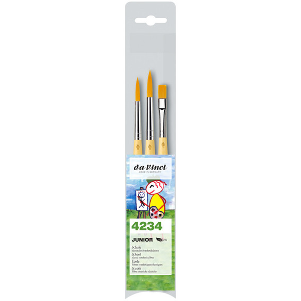 Da Junior Synthetics Student Brushes, Synthetic, Acrylic & Tempera, Assorted, 3 Brush Set DVXVA42340