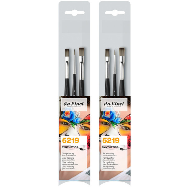 Da Synthetics Facepainting Brushes, Acrylic & Tempera, Assorted, 3 Per Set, 2 Sets DVXVA52190-2