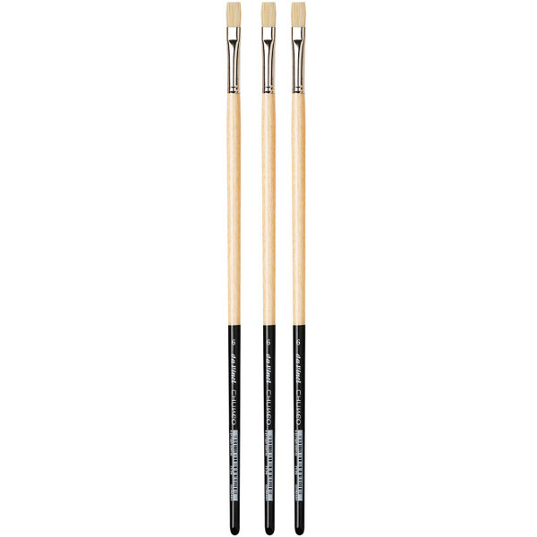 Da Chuneo Synthetic Hog Bristle, Oil, Flat, Series 7129, Size 6, Pack Of 3 DVXVA71296-3
