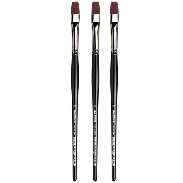 Da Top-Acryl Bright Red-Brown Brush, Synthetic, Acrylic & Oil, Flat, Series 7185K, Size 1, Pack Of 3 DVXVA7185K1-3