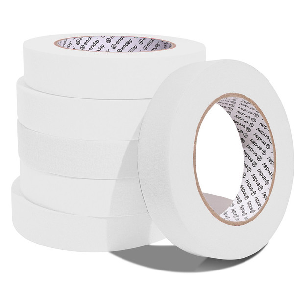 Enday Masking Tape, 1" X 60 Yards, White, Pack Of 6 EDY81526