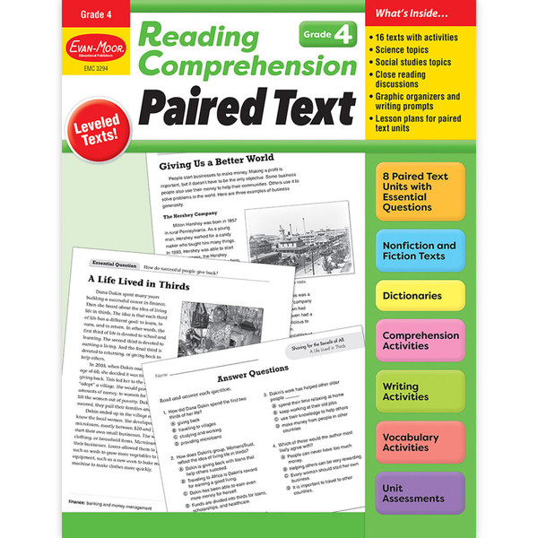 Evan-Moor Reading Comprehension: Paired Text, Grade 4 EMC3294
