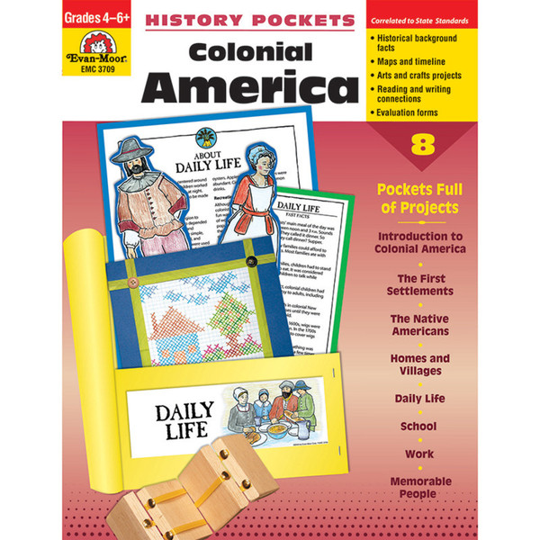 Evan-Moor History Pockets, Colonial America, Teacher Reproducibles, Grades 4-6 EMC3709