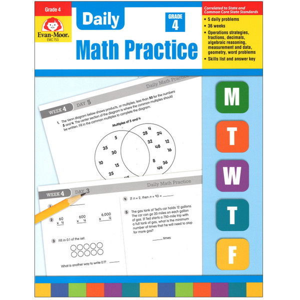 Evan-Moor Daily Common Core Math Practice, Grade 4 EMC753