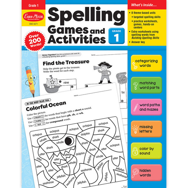 Evan-Moor Spelling Games And Activities, Grade 1 EMC8271