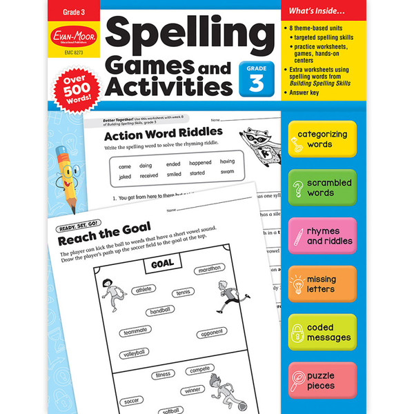 Evan-Moor Spelling Games And Activities, Grade 3 EMC8273