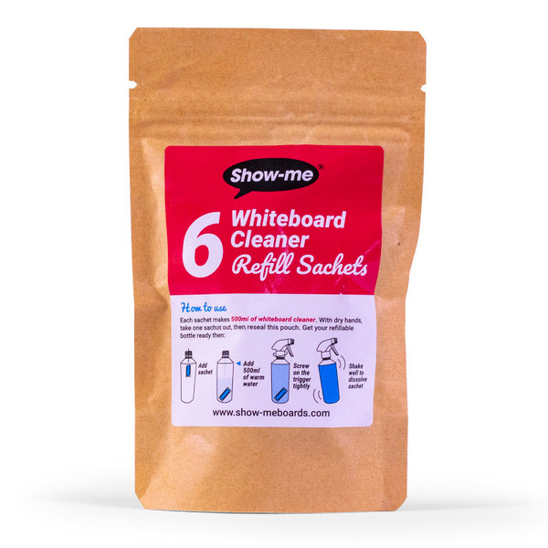 Show-Me Refillable Dry Erase Board Cleaner Sachets, Pack Of 6 EPTWCE500R6