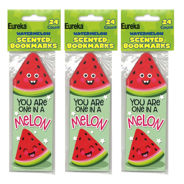 Eureka Watermelon Scented Bookmarks, 24 Per Pack, 3 Packs EU-834039-3