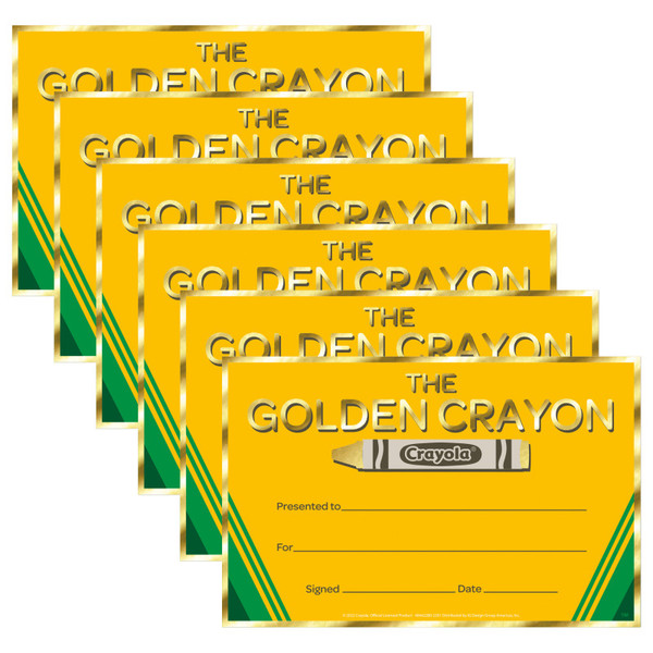 Eureka Crayola Gold Crayon Recognition Award, 36 Per Pack, 6 Packs EU-844228-6