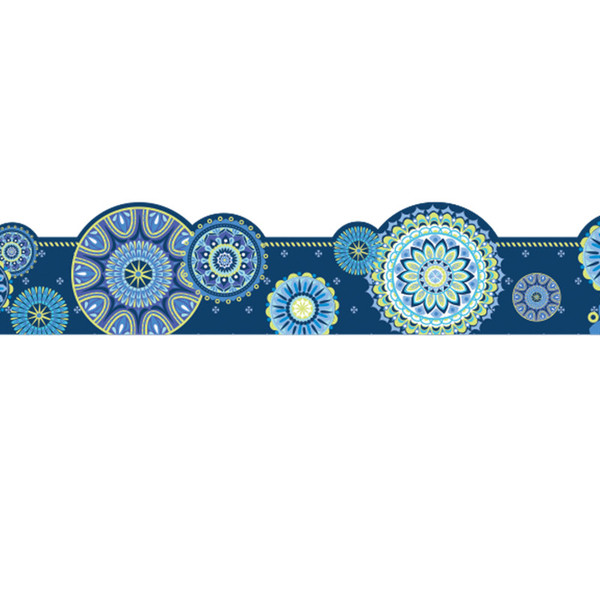 Eureka Blue Harmony Mandala Extra Wide Deco Trim, 37 Feet EU-845624