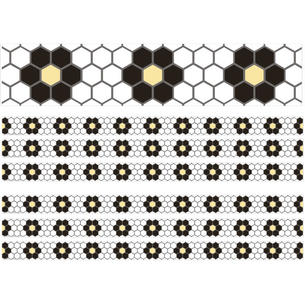 Eureka The Hive Floral Mosaic Deco Trim, 37 Feet Per Pack, 6 Packs EU-845671-6